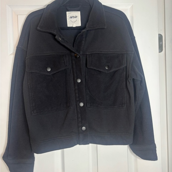 Aerie Black Oversized Cropped Utility Jacket for Women - Picture 2 of 5